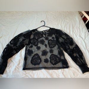 Express Lace Puff Sleeve Top sheer size Medium